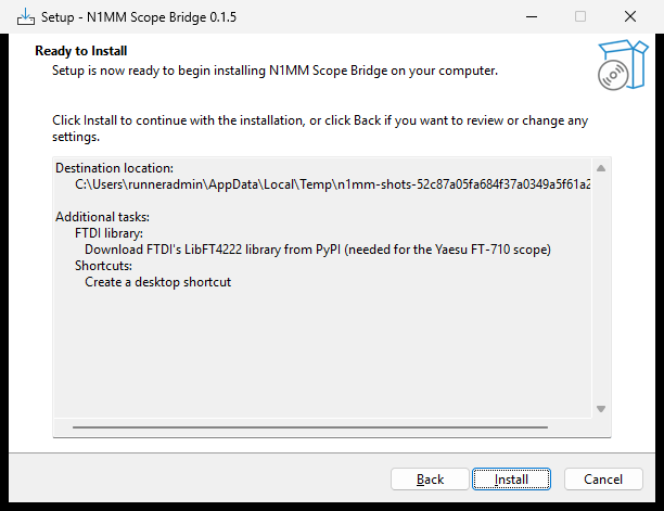Setup wizard summary before installing